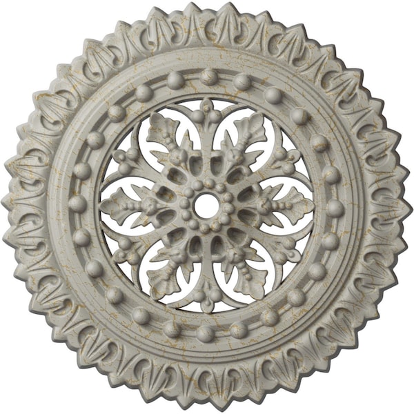 Ekena Millwork Sellek Ceiling Medallion (Canopies up to 1 1/8"), 18 1/2"OD x 7/8"ID x 1 1/2"P, Pot of Cream Crackle CM18SKPCC - main